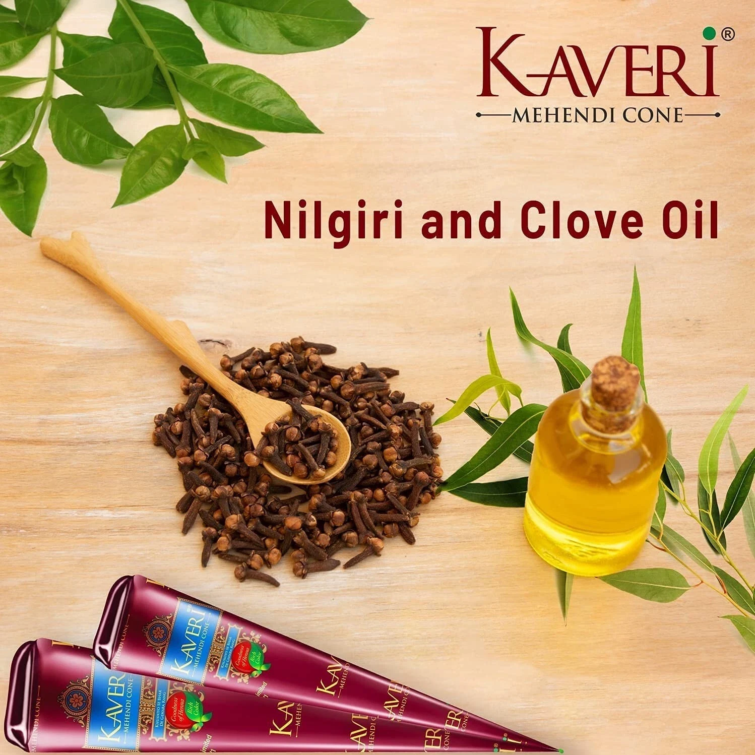 Kaveri Natural Herbal Henna Mehandi Cone - Rajasthani Dark Brown Paste with Nilgiri Oil for Hands, Hair, Bridal & Temporary Tattoos thumbnail