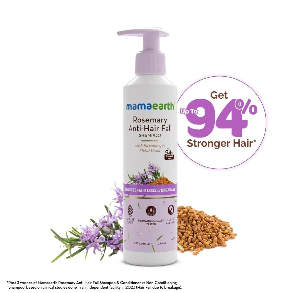 Mamaearth Rosemary Anti Hair Fall Shampoo with Rosemary & Methi Dana - 250 ml thumbnail